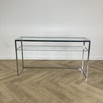 Glazen design sidetable, (hxbxd) 79x148x44 cm, glas - chroom beschikbaar voor biedingen