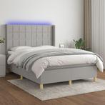 vidaXL Boxspring met matras en LED stof lichtgrijs 140x200, Verzenden, Nieuw