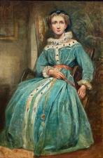 Romantic school (mid-XIX) - Portrait of a Lady, Antiquités & Art, Art | Peinture | Classique