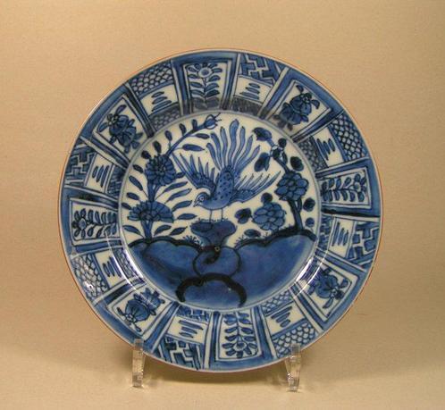Bord - Porselein - Blauwe en witte Kangxi-bloem, Antiek en Kunst, Antiek | Overige Antiek