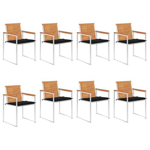 vidaXL Tuinstoelen 8 st met kussens massief acaciahout, Tuin en Terras, Tuinstoelen, Nieuw, Verzenden