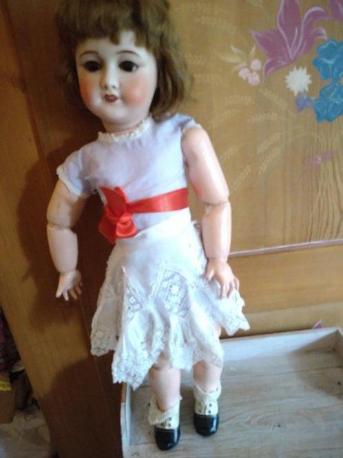 Unis - Pop Poupée ancienne tête porcelaine Unis taille 10 -, Antiek en Kunst, Antiek | Speelgoed