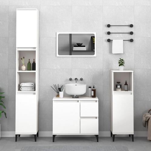 vidaXL Badkamerkast 30x30x190 cm bewerkt hout wit, Maison & Meubles, Salle de bain | Meubles de Salle de bain, Envoi