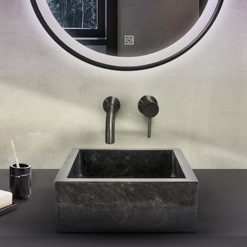 Waskom BWS Stone Vierkant 40x40x15 cm Gepolijst Natuursteen, Doe-het-zelf en Bouw, Sanitair, Overige typen, Nieuw, Ophalen of Verzenden