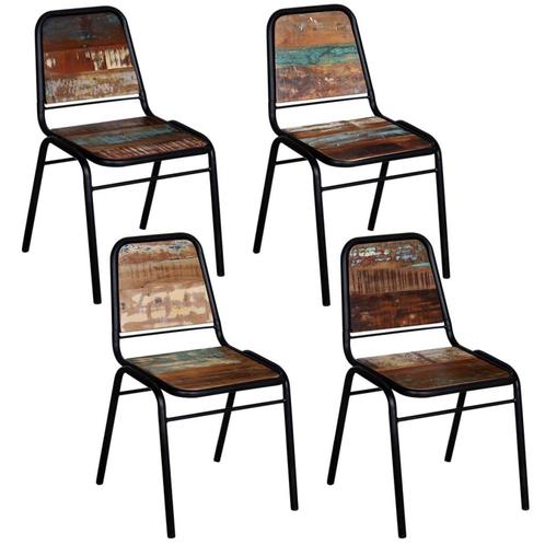 vidaXL Eetkamerstoelen 4 st massief gerecycled hout, Huis en Inrichting, Stoelen, Nieuw, Verzenden