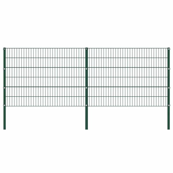 vidaXL Schuttingpaneel met palen ijzer 349x120 cm groen, Tuin en Terras, Tuinhekken en Hekwerk, Nieuw, Verzenden