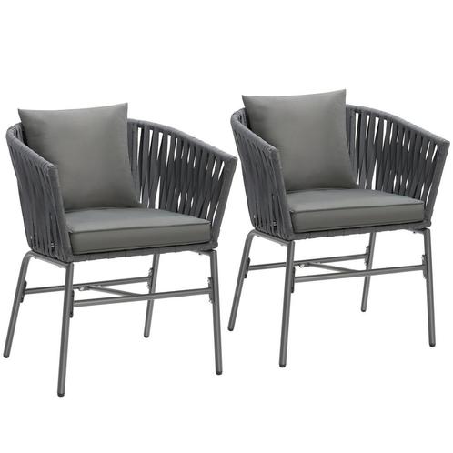 tectake Stoelset Valeiras in rope-design, dikke kussens, 60x, Tuin en Terras, Overige Tuin en Terras, Verzenden