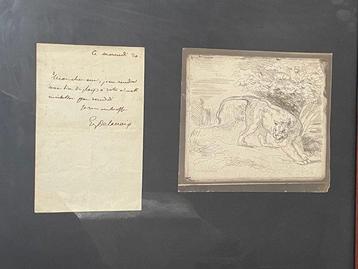 Eugène Delacroix (1798-1863) - Tigre en arrêt 1854 et lettre
