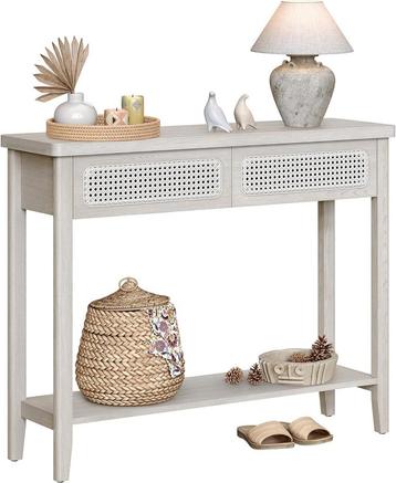Consoletafel - Smal design - Open opbergplank - Haverbeige, Ophalen of Verzenden