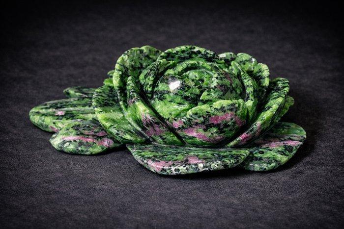 Ruby Zoisite Flower Carving Hartchakra steen - Hoogte: 200, Antiek en Kunst, Curiosa en Brocante