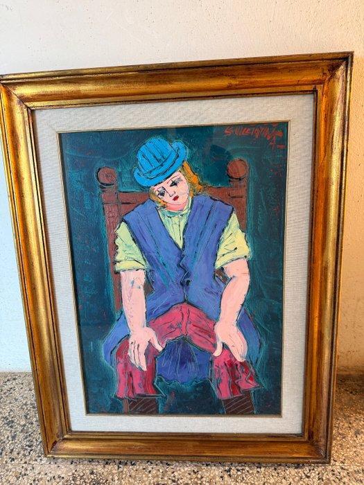 Antonio Squicciarini (1957) - Clown, Antiek en Kunst, Kunst | Schilderijen | Modern