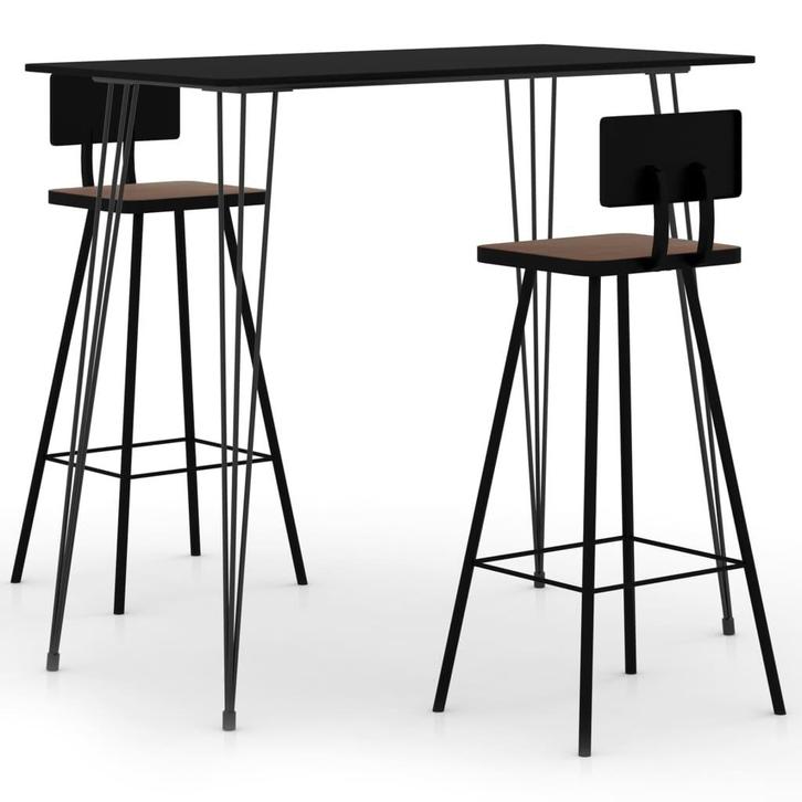 vidaXL 3-delige Barset zwart, Huis en Inrichting, Complete eetkamers, Nieuw, Verzenden