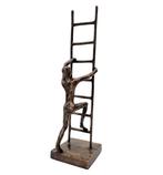 Sculpture, man op ladder - 36 cm - Bronze, Antiek en Kunst