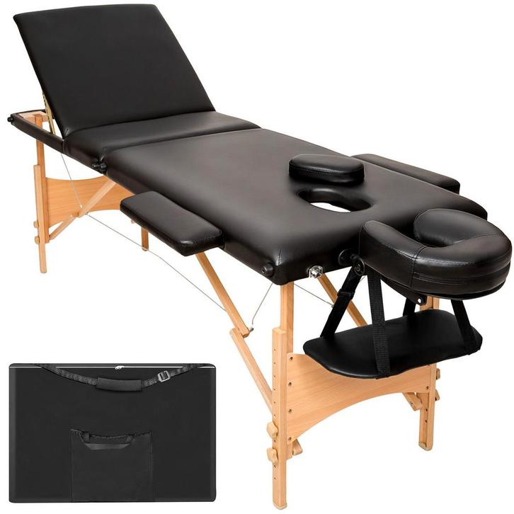 tectake Massagetafel 3 zones met vulling en houten frame - z, Sport en Fitness, Massageproducten, Verzenden