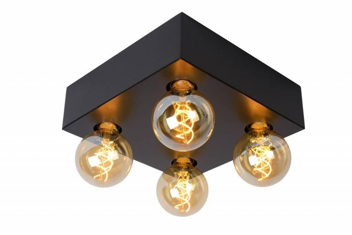 Lucide SURTUS - Plafonnière - 4xE27 - Zwart -, Huis en Inrichting, Lampen | Losse lampen, Nieuw, Verzenden