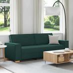 vidaXL 3-Zits Sofa met kussen Donkergroen 220 x 78 x 84 cm, Huis en Inrichting, Zetels | Zetels, Verzenden, Nieuw