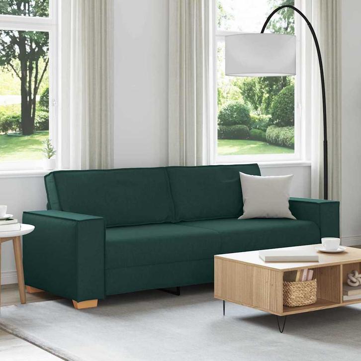 vidaXL 3-Zits Sofa met kussen Donkergroen 220 x 78 x 84 cm, Huis en Inrichting, Zetels | Zetels, Nieuw, Verzenden