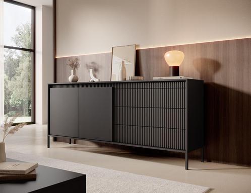 Meubella Dressoir Saran mat zwart 187 cm, Huis en Inrichting, Kasten | Dressoirs, 25 tot 50 cm, Nieuw, 150 tot 200 cm, Verzenden