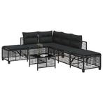 vidaXL 3-delige Loungeset met kussens poly rattan zwart, Tuin en Terras, Verzenden, Nieuw