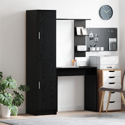 vidaXL Bureau met Opslag in Zwarte Eiken Geengineerd Hout, Maison & Meubles, Armoires | Dressoirs, Envoi