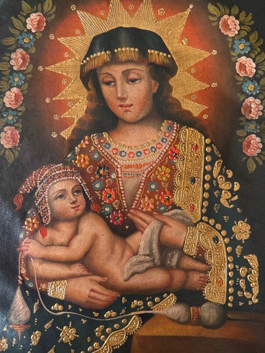 Cuzco school (XX) - Virgin Mary with Child Jesus in her arms, Antiek en Kunst, Kunst | Niet-Westerse kunst