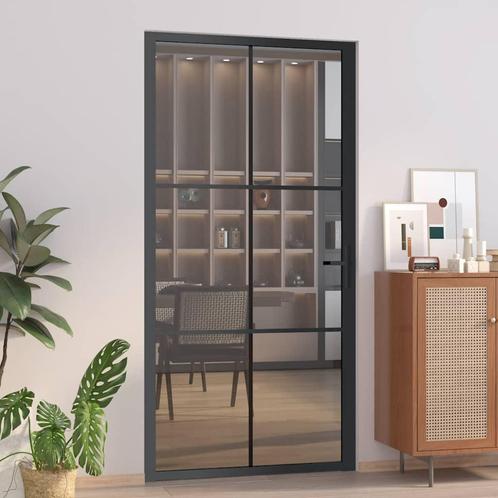 vidaXL Binnendeur 102,5x201,5 cm ESG-glas en aluminium zwart, Doe-het-zelf en Bouw, Deuren en Vliegenramen, Nieuw, Verzenden