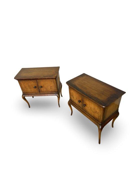 Nachtkastje (2) - Walnoot, Messing, Antiek en Kunst, Kunst | Designobjecten