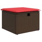 vidaXL Tuinkruk met kussen 55x55x37 cm poly rattan bruin, Verzenden, Nieuw