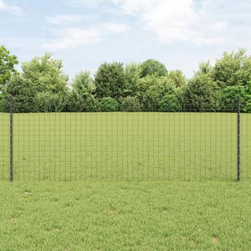 vidaXL Hekpalen, Set van 11 U-Kanaal, Grijs, 80 cm, Staal, Verzenden