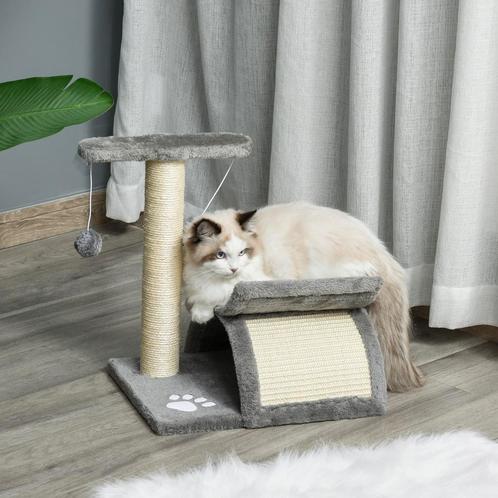 Krabpaal - Cat Tree Play Tree - met krabplank - lichtgrijs, Dieren en Toebehoren, Katten-accessoires, Nieuw, Ophalen of Verzenden