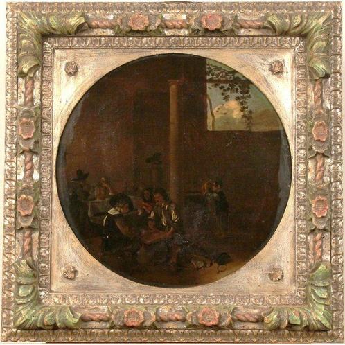 Michelangelo Cerquozzi (1602-1660) - Cortile con giocatori, Antiek en Kunst, Kunst | Schilderijen | Klassiek