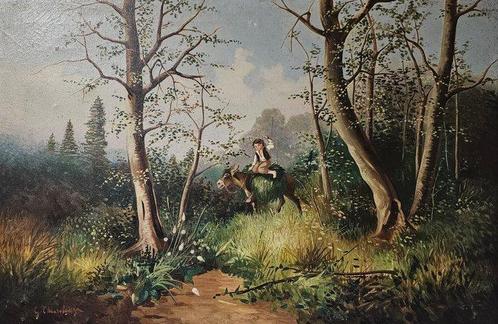 Giuseppe Chiarolanza (1868-1920) - Nel bosco, Antiek en Kunst, Kunst | Schilderijen | Klassiek