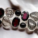 Bracciale Trilogia di Gemme - granaat, tourmalinated, Verzamelen, Mineralen en Fossielen