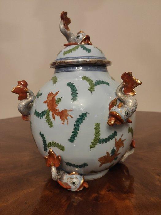 Herend - dekselvaas - Poisson Temple 1941 - Porselein, Antiquités & Art, Antiquités | Verre & Cristal
