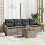 vidaXL Tuinbank Set 5 pcs Grijs 55 x 55 x 37 cm Wicker, Hout, Verzenden, Nieuw