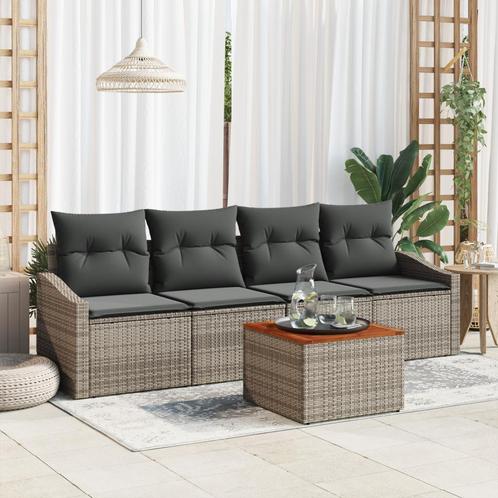 vidaXL Tuinbank Set 5 pcs Grijs 55 x 55 x 37 cm Wicker, Hout, Tuin en Terras, Tuinsets en Loungesets, Nieuw, Verzenden