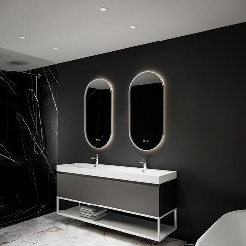 Spiegel BWS Thyreos 50x100cm Ovaal Met Rand Mat Goud LED, Doe-het-zelf en Bouw, Sanitair, Overige typen, Nieuw, Ophalen of Verzenden