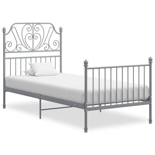 vidaXL Cadre de lit sans matelas gris métal 100x200 cm, Maison & Meubles, Chambre à coucher | Lits, Neuf, Envoi