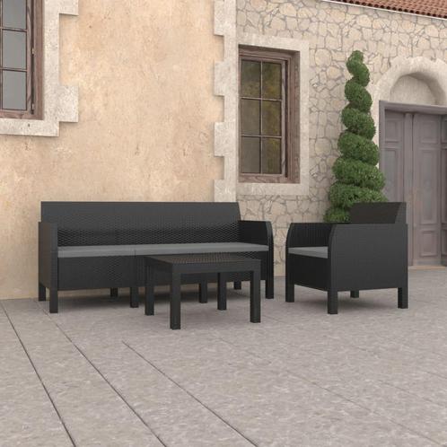 vidaXL 3-delige Loungeset met kussens PP rattan, Tuin en Terras, Tuinsets en Loungesets, Loungeset, Nieuw, Verzenden