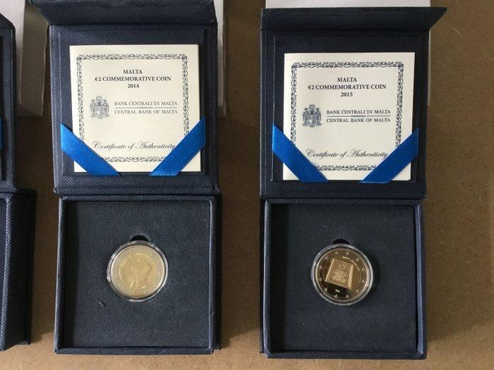 Malta. 2 Euro 2012/2015 (4 stuks) (Zonder Minimumprijs), Postzegels en Munten, Munten | Europa | Euromunten