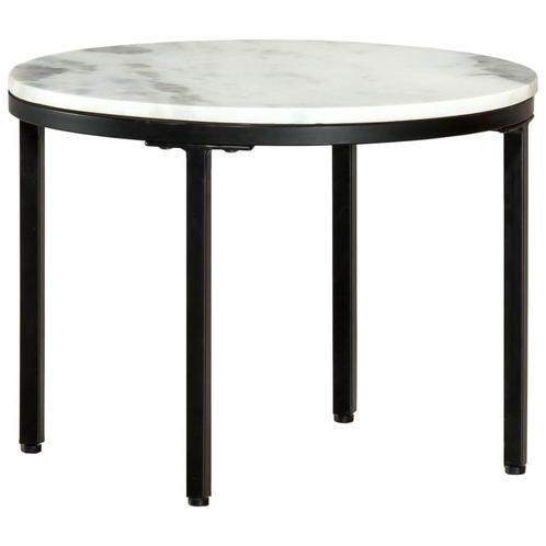 vidaXL Table basse Blanc et noir Ø50 cm Marbre solide, Maison & Meubles, Tables | Tables de salon, Neuf, Envoi