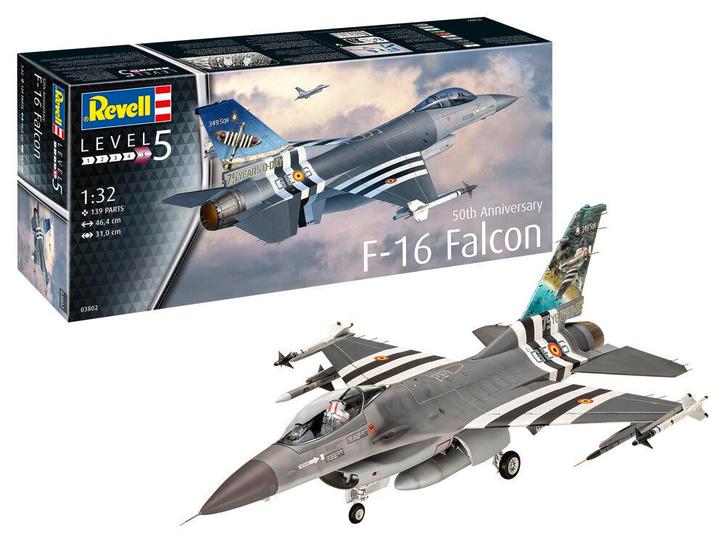 Revell 03802 50th Anniversary F-16 Falcon Bouwpakket Schaal, Hobby en Vrije tijd, Modelbouw | Vliegtuigen en Helikopters, Nieuw