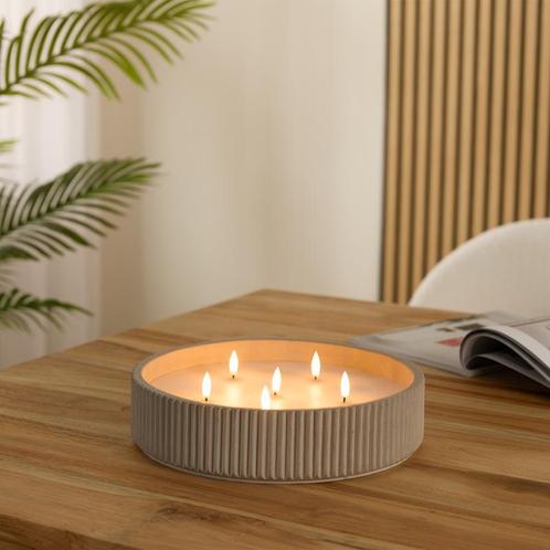 Ledkaars in cementen houder - Ø30 | warm-wit licht, Huis en Inrichting, Keuken | Potten en Pannen, Nieuw, Verzenden