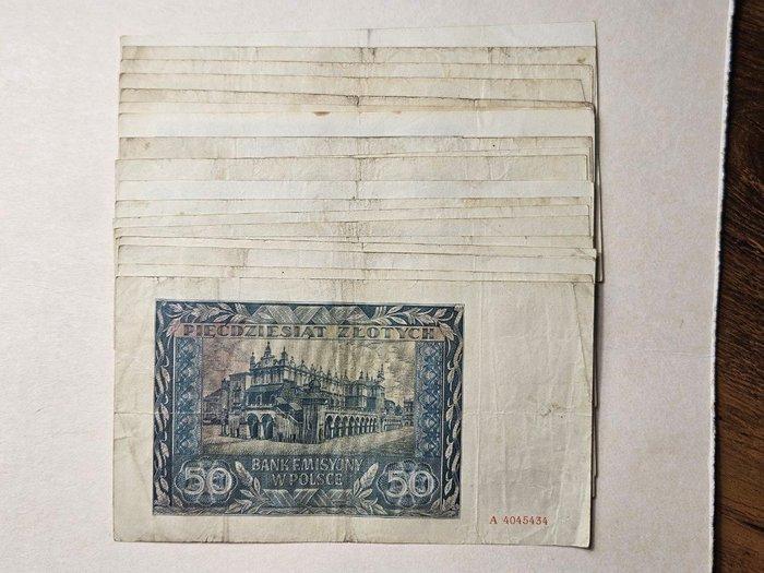 Polen. - 20 x 50 zlotych 1941 - Pick 102 (Zonder, Postzegels en Munten, Bankbiljetten | Europa | Niet-Eurobiljetten