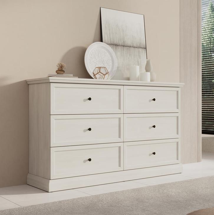 Ladekast wit eiken 146cm - Landelijk 6 lades, Huis en Inrichting, Kasten | Overige, Nieuw, Verzenden