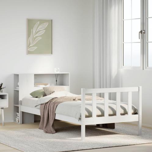 vidaXL Bed met boekenkast zonder matras grenenhout wit, Huis en Inrichting, Slaapkamer | Bedden, Nieuw, Verzenden