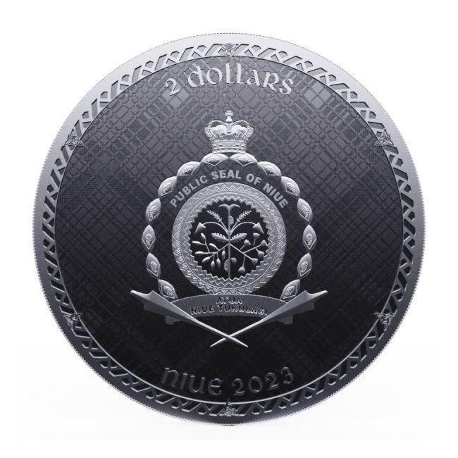 Niue. 2 Dollars 2023 1oz Niue Silver Scottish Flag Unicorn, Postzegels en Munten, Edelmetalen en Baren