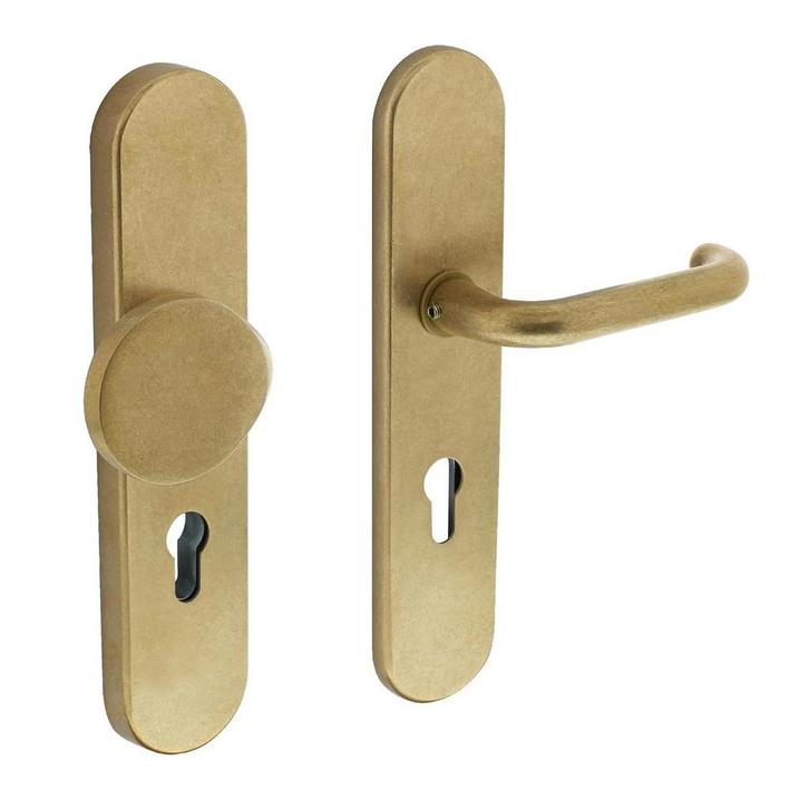 Veiligheidsbeslag SKG3 ovaal profielcilincergat 72mm mess..., Doe-het-zelf en Bouw, Hang- en Sluitwerk, Klink of Kruk, Nieuw, Koper of Messing