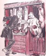 Wilhelm als slager in gesprek met Wilson op spotprent, Verzenden