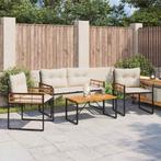 vidaXL Buitenmeubels set met kussen 4 pcs Crème, Tuin en Terras, Verzenden, Nieuw